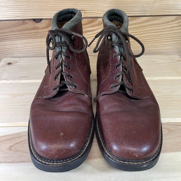 H.S. TRASK & Co Buffalo Hide Boots Mens 8.5 Hand Crafted Brown Green Style 1117 - Picture 5 of 16